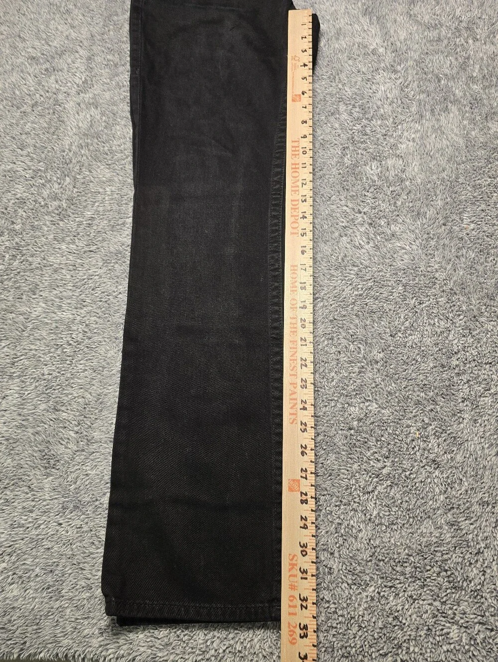 True Religion Black Geno Slim Straight Jeans Flap Pocket Horseshoe 33